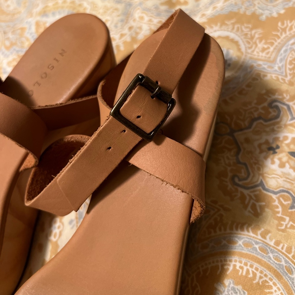 👡 Nisolo “Sarita” Wooden & Leather Wedge Sandal 🌞 - Picture 6 of 10
